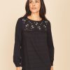 Women Daniel Rainn | Dani Long Sleeve Blouse With Embroidered Yoke L715 Black