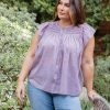 Curvy Daniel Rainn | Zola Smocked Top With Ruffle Sleeves (Plus Size) Nirvana