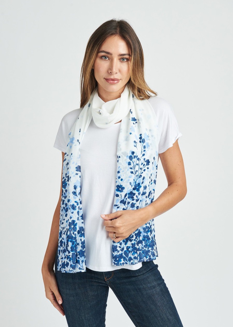 Women Daniel Rainn | Marissa Floral Scarf N532 Ivory Indigo