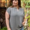 Curvy Daniel Rainn | Genesis Braided Cap Sleeve Top (Plus Size) Basil