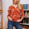 Women Daniel Rainn | Adalee 3/4 Sleeve Floral Top N681 Wine