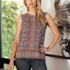 Women Daniel Rainn | Mercy Boho Tank Top With Keyhole O329 Indigo