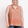 Curvy Daniel Rainn | Maliah Sleeveless Floral Top (Plus Size) O215 Coral