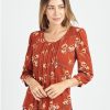 Women Daniel Rainn | Maxine Knit Floral Top M999 Umber