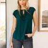 Women Daniel Rainn | Winnie Cap Sleeve Top With Lace Deep Teal