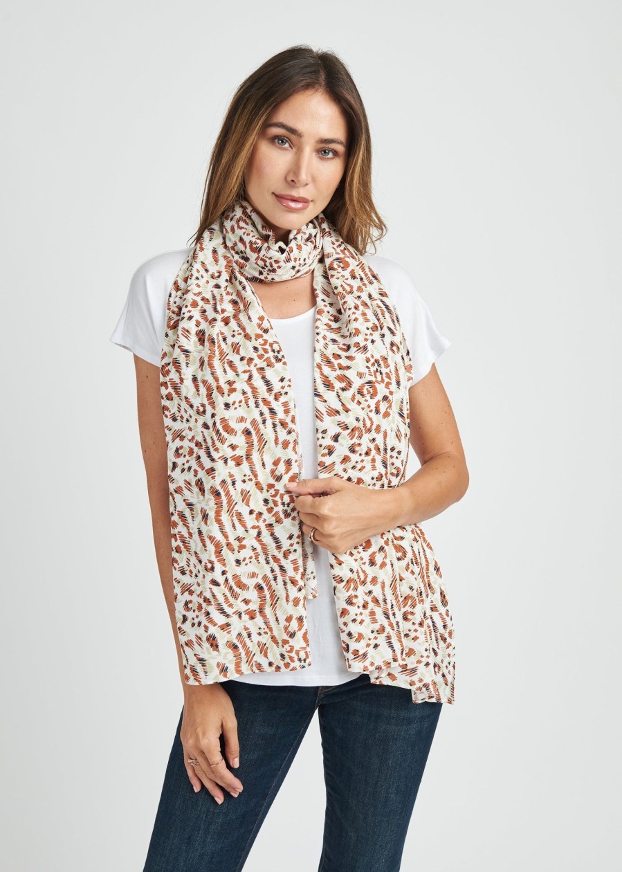 Women Daniel Rainn | Siena Sheer Animal Print Scarf N061 Vintage