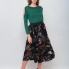 Women Daniel Rainn | Kayla Pleated Floral Midi Skirt J986 Black