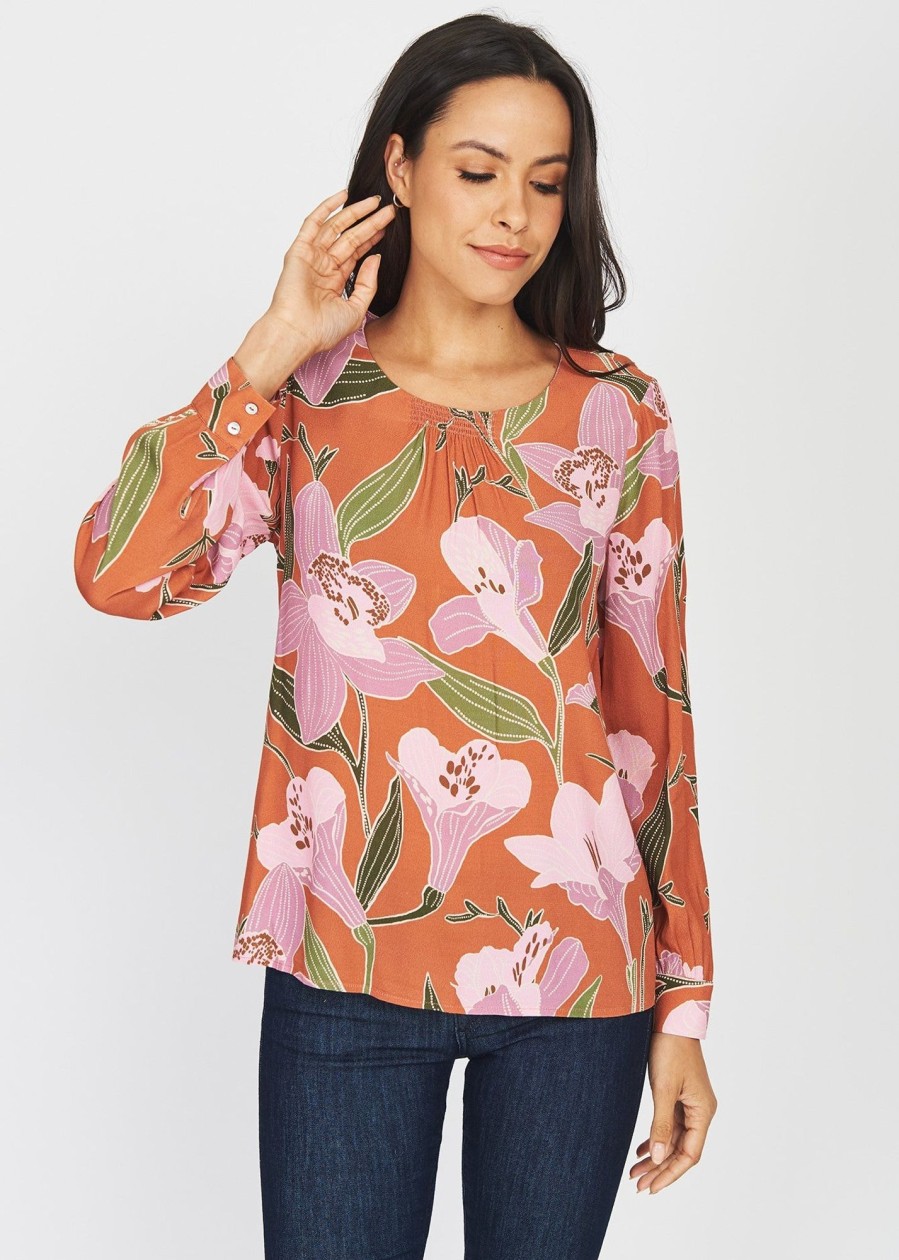 Women Daniel Rainn | Lily Pastel Floral Print Top Clay