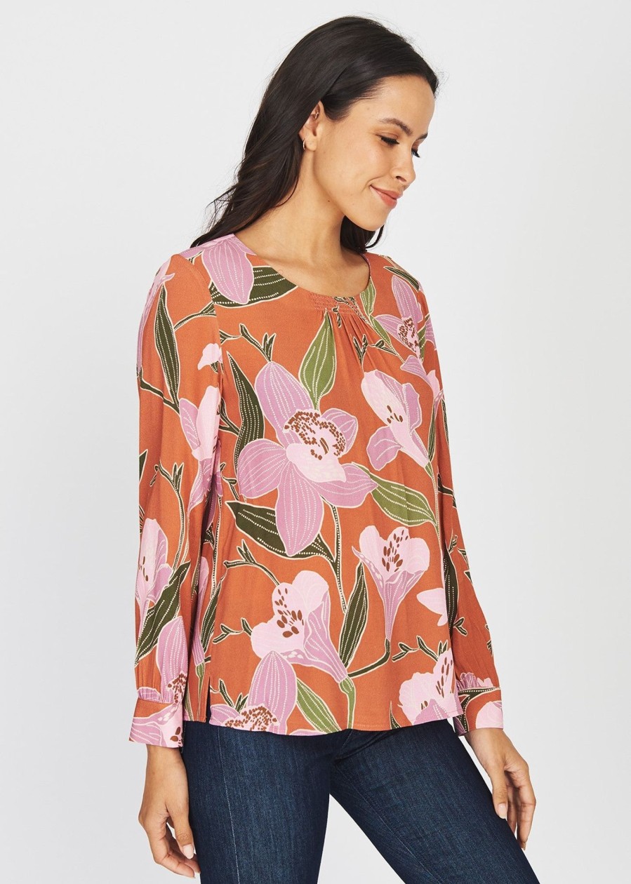 Women Daniel Rainn | Lily Pastel Floral Print Top Clay