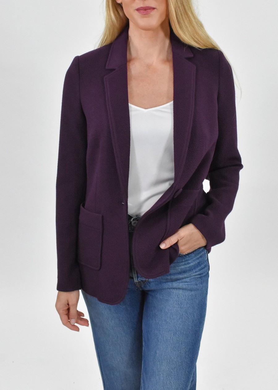 Women Daniel Rainn | Dalary Knit Blazer With Pockets Eggplant