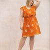 Curvy Daniel Rainn | Milana Flutter Sleeve Dress (Plus Size) M730 Orange