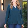 Curvy Daniel Rainn | Roselyn Long Sleeve Knit Top (Plus Size) Deep Forest