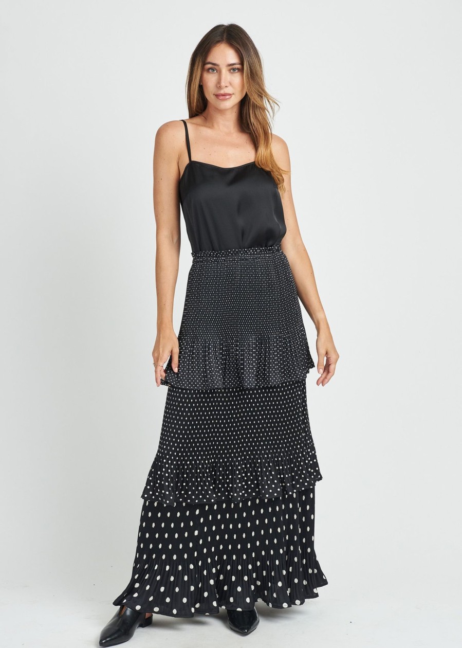 Women Daniel Rainn | Nataly Polka-Dot Tiered Skirt N296 Black