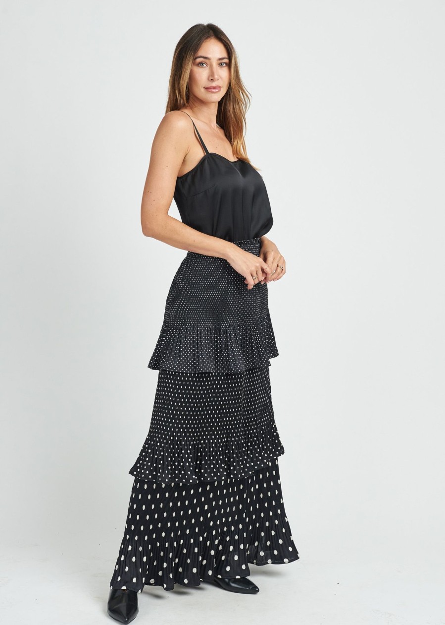 Women Daniel Rainn | Nataly Polka-Dot Tiered Skirt N296 Black