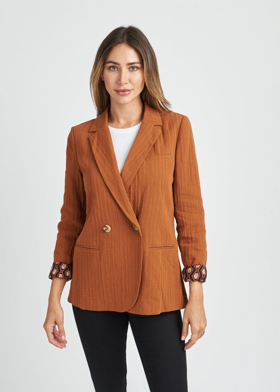 Women Daniel Rainn | Maia Notch Collar Blazer N493 Glazed Ginger