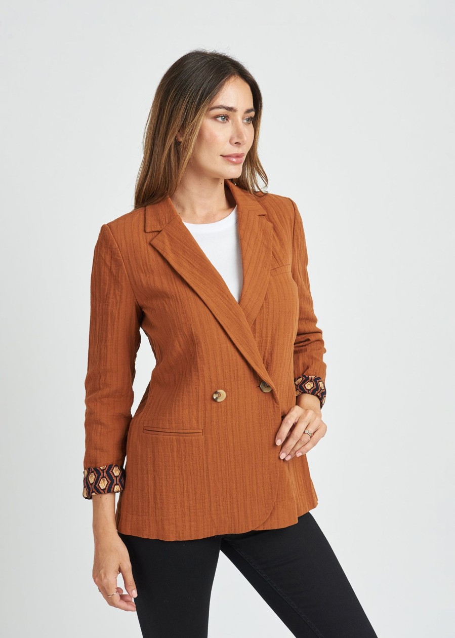 Women Daniel Rainn | Maia Notch Collar Blazer N493 Glazed Ginger