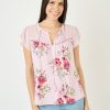 Women Daniel Rainn | Sophie Floral Top With Split Neck And Tassels H749 Lilac