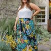 Curvy Daniel Rainn | Riley High-Waist Floral Skirt (Plus Size) K724 Black