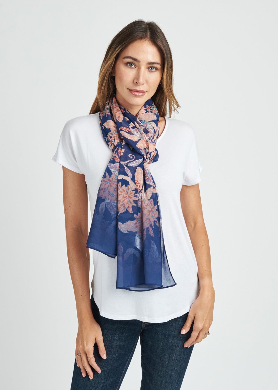 Women Daniel Rainn | Yaritza Ombre Floral Scarf L181 Night Sky