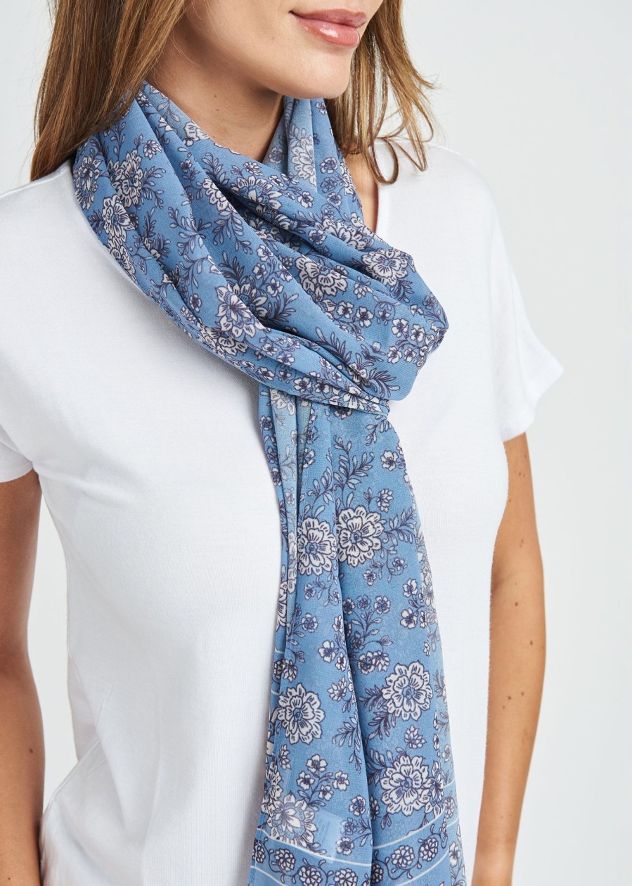 Women Daniel Rainn | Antonella Vintage-Inspired Scarf M409 Blue