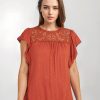 Women Daniel Rainn | Lyla Ruffle Sleeved Top With Lacework Canyon