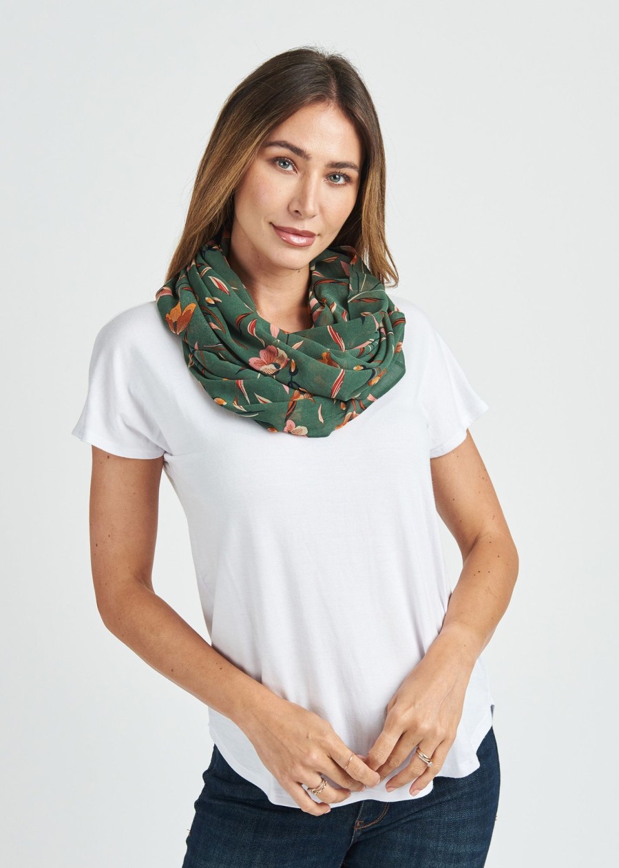 Women Daniel Rainn | Wanda Floral Infinity Scarf N022 Muted Sage