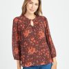 Women Daniel Rainn | Paulina Floral Keyhole Top M975 Brown