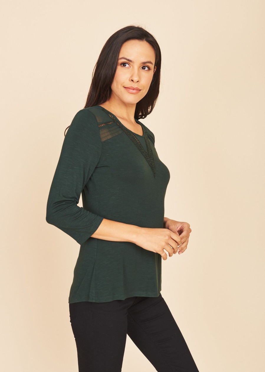 Women Daniel Rainn | Charity Lacework Blouse Forest