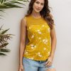 Women Daniel Rainn | Romina Lace Yoke Tank Top O126 Yellow Ochre