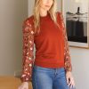 Women Daniel Rainn | Kori Pullover Sweater Top Rust