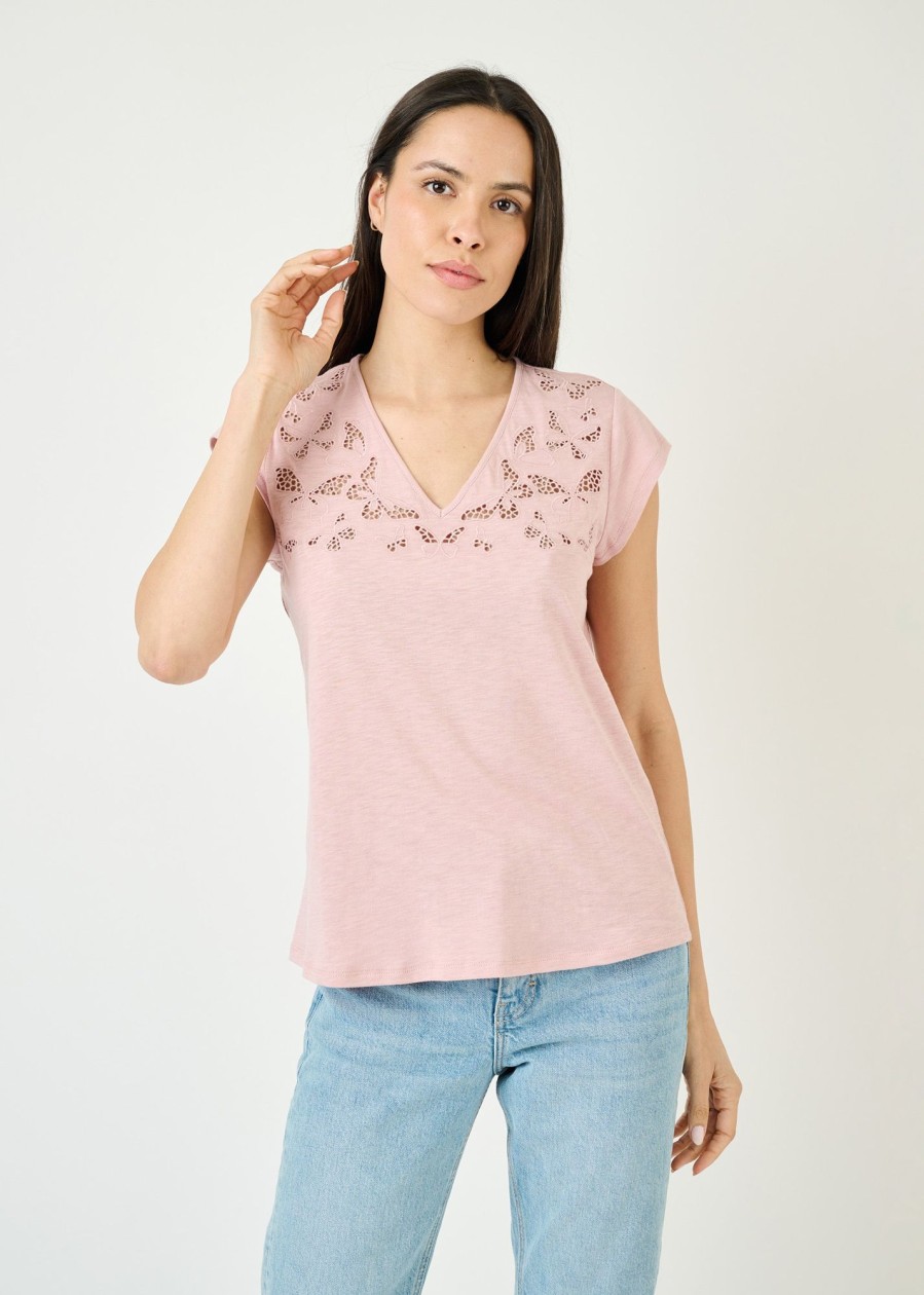 Women Daniel Rainn | Faith Embroidered Cutout Top Pink Adobe