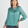 Women Daniel Rainn | Jaycee Pleated Long Sleeve Top Sage Brush