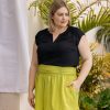 Curvy Daniel Rainn | Adalee Cap Sleeve Top With Lace (Plus Size)