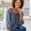 Women Daniel Rainn | Aila Smocked Top With Ruffles M409 Blue