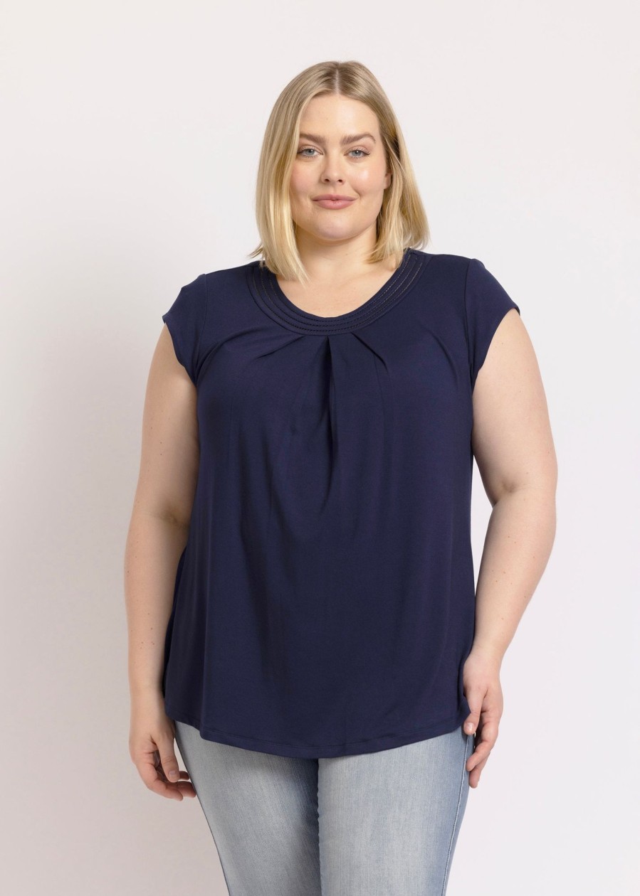 Curvy Daniel Rainn | Robin Cap Sleeve Top (Plus Size) Indigo