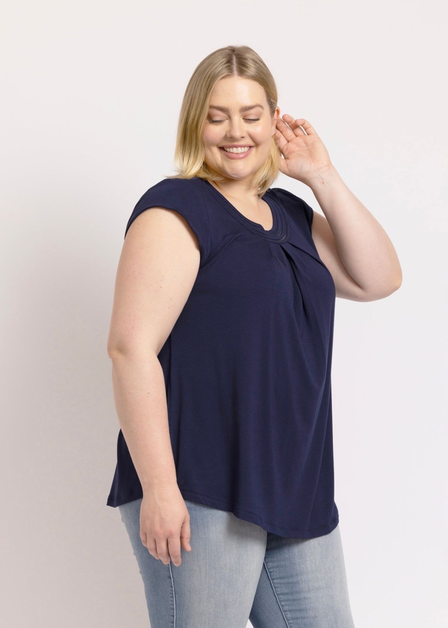 Curvy Daniel Rainn | Robin Cap Sleeve Top (Plus Size) Indigo