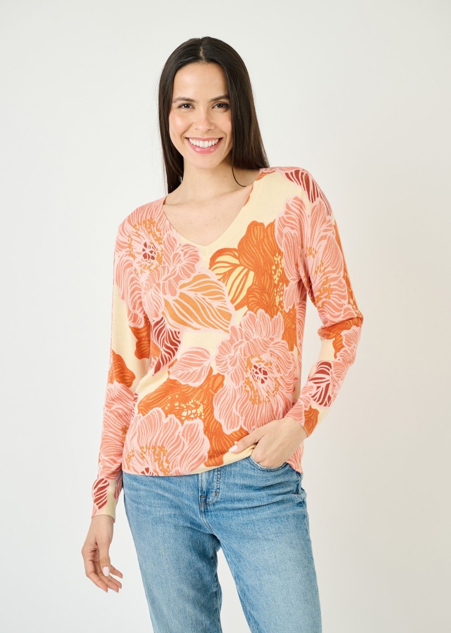 Women Daniel Rainn | Alannah Floral Knit Top N604 Blush