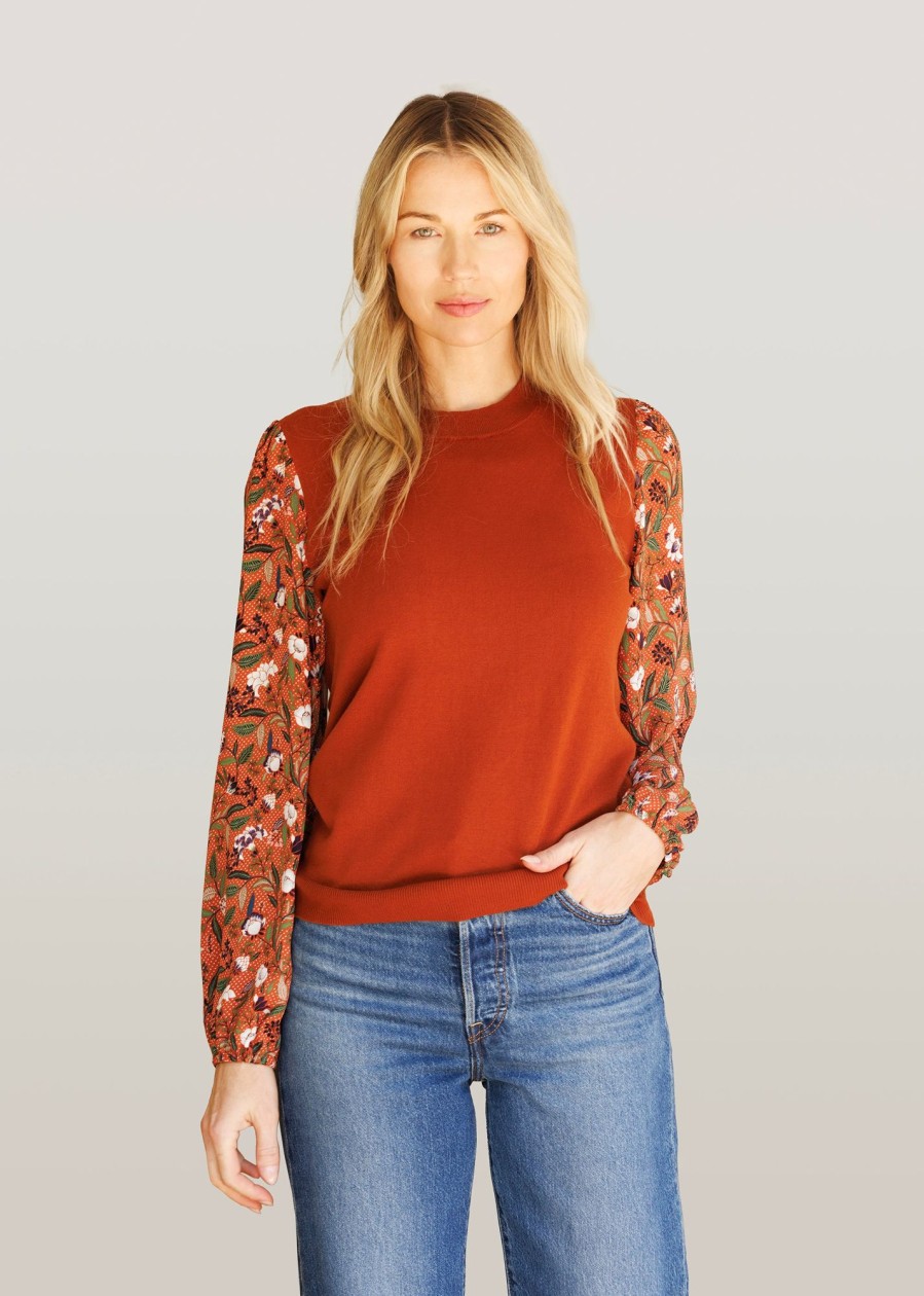 Women Daniel Rainn | Kori Pullover Sweater Top Rust