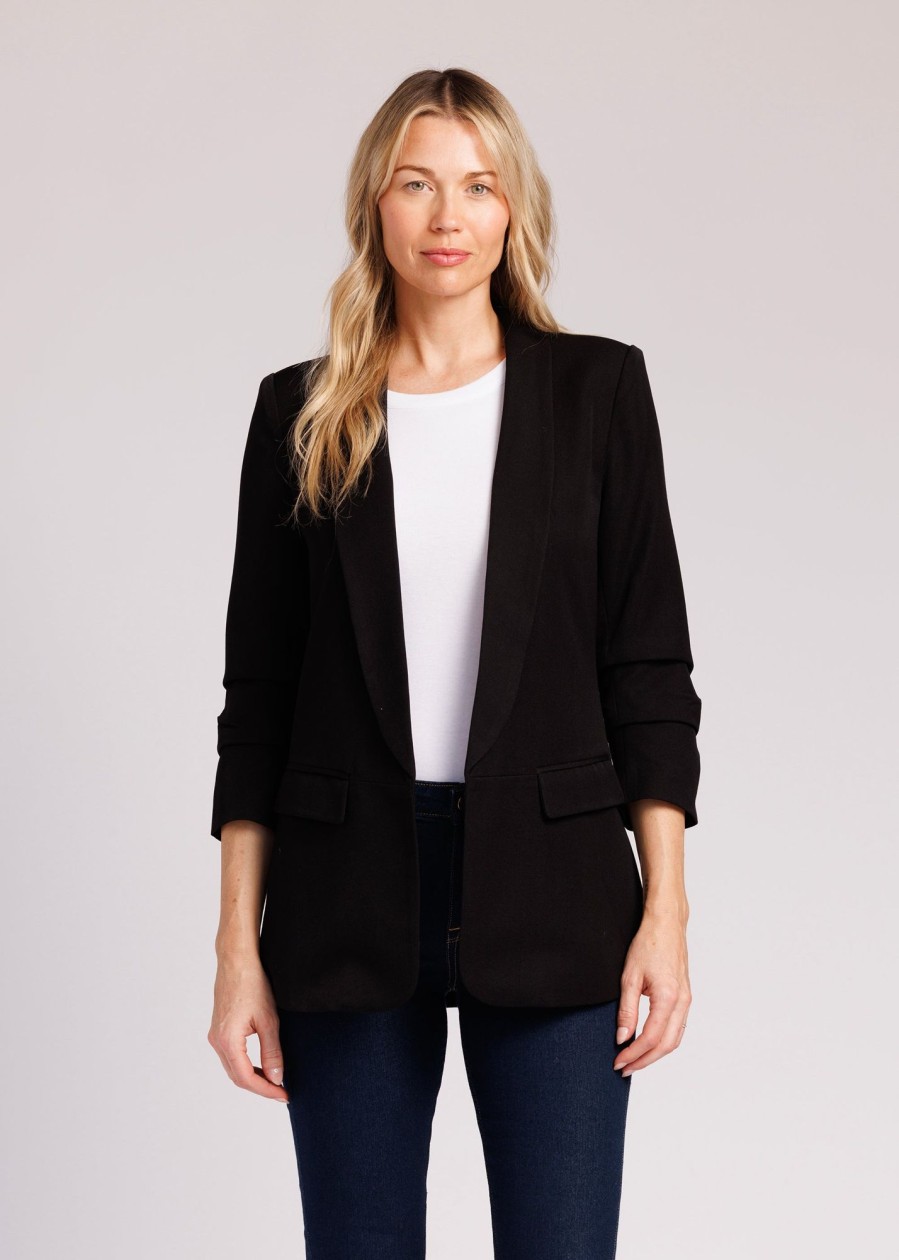 Women Daniel Rainn | Caly 3/4 Sleeve Jacket With Pockets Black