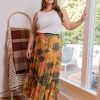 Curvy Daniel Rainn | Lana Papaya Print Maxi Skirt (Plus Size) N544 Papaya