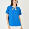 Women Daniel Rainn | Abby Short Sleeve Cutout Top Lapis Blue