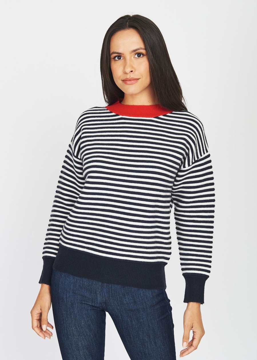 Women Daniel Rainn | The Wilma Soft And Cozy Sweater Indigo White