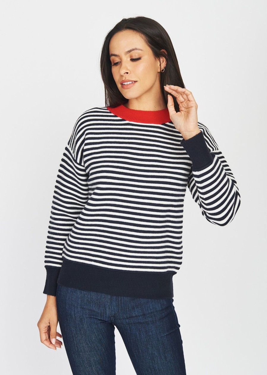 Women Daniel Rainn | The Wilma Soft And Cozy Sweater Indigo White