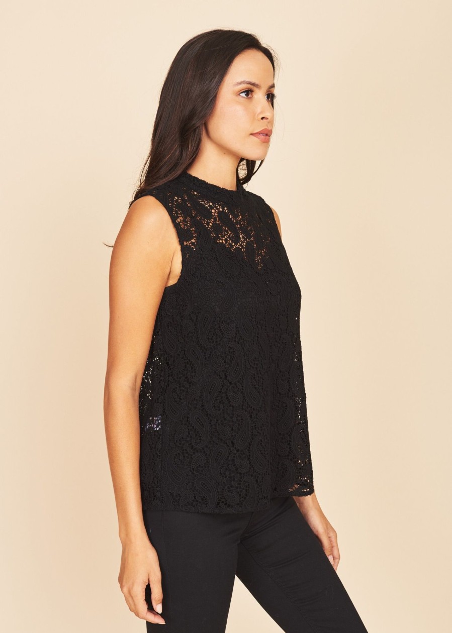 Women Daniel Rainn | Buy Allie Sleeveless Lace Blouse | Daniel Rainn L212 Black