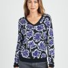 Women Daniel Rainn | Holland Floral V-Neck Pullover N094 Black