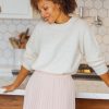 Women Daniel Rainn | Isabel Crew Neck Sweater With Pearls Heathered Beige