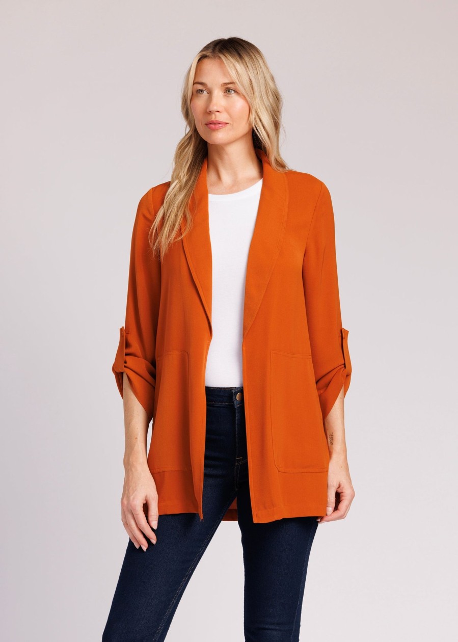 Women Daniel Rainn | Anya 3/4 Sleeve Jacket With Shawl Collar Umber