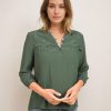 Women Daniel Rainn | Buy Freyja Henley Blouse With Long Sleeves | Daniel Rainn Emerald Jewel