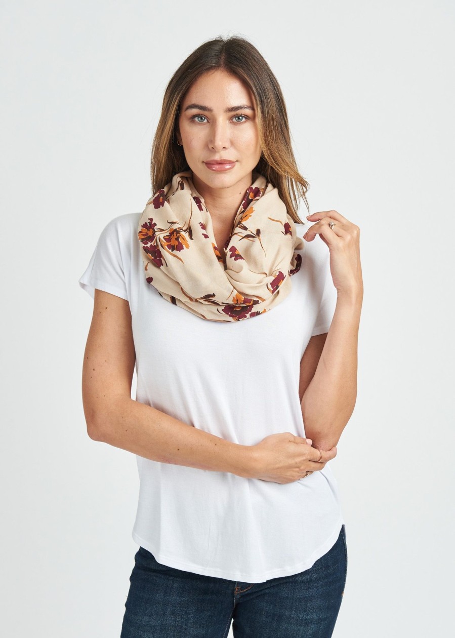 Women Daniel Rainn | Laylah Floral Infinity Scarf M999 Oatmeal