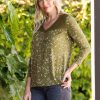 Women Daniel Rainn | Nicole Knit Top With Lace Yoke M713 Herb Green